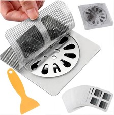 25 Pack Disposable Shower Drain Hair Catcher   3.94 Inch Square Stickers for B