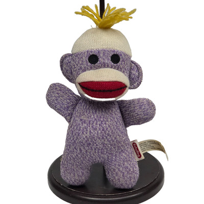 7  Schylling Purple Sock Monkey Yellow Hair Mini Stuffed Animal Plush
