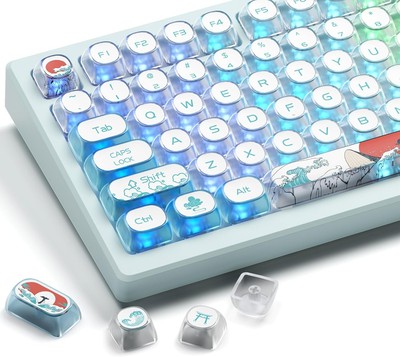 XVX Clear Keyboard Keycaps, Kanagawa MOA Keycaps 75 Percent, 