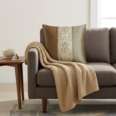 The HomeCentric Taupe Throw Pillow Cover Satin Gloral - Regal Baroque Taupe