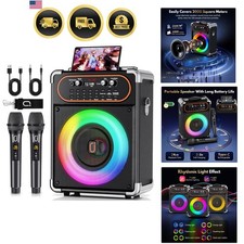 Karaoke Machine Bluetooth Speaker Wireless Microphones Home Party PA System