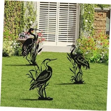 Cranes for Garden,Exquisite Metal Yard Decor Trio: Lifelike Heron Statues 