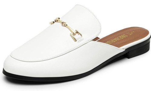 Traumpaar Damen 7 flache Pantoletten weiß spitz zulaufend rückenfrei Slipper Pantoletten Halbschuh - Bild 1 von 10