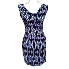 Summer Blue Dress Small Ann Taylor Sheath Bodycon Fitted Ruched Vivid Colors 
