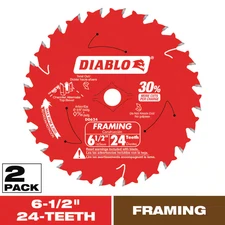 6-1/2In. X 24-Teeth Framing Circular Saw Blade for Wood (2-Pack)