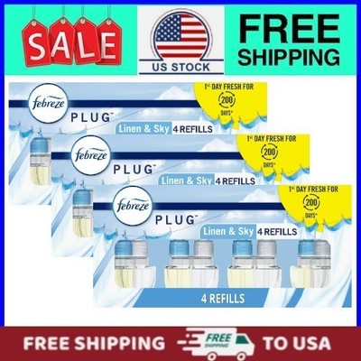 (12 Count) Febreze Plug In Air Freshener Scented Oil Refill Linen & Sky