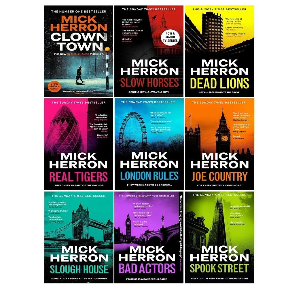 Slough House Series 9 Books Collection Set by Mick Herron Clown Town, Dead Lions