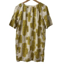 mina perhonen cactus short-sleeved knee-length dress, size 36, yellow Women USED