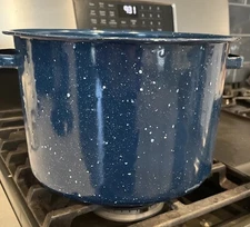 Soup Stock  Pot without  Lid  4 Qt  Speckled Blue Enamel Vintage