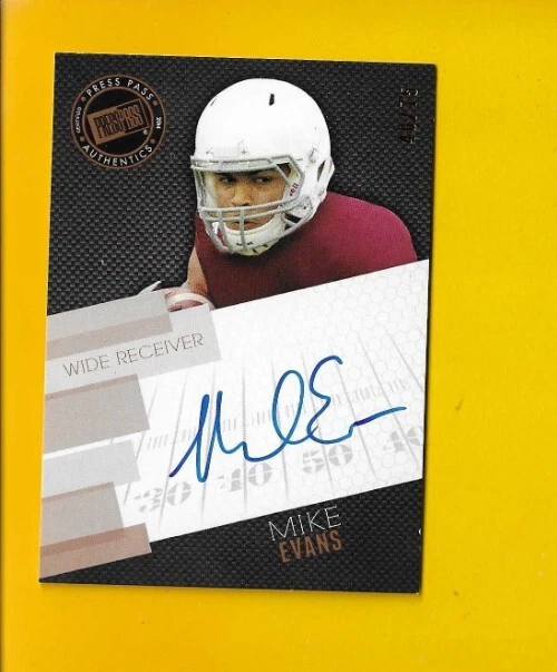 Mike Evans Press Pass Gameday Gallery Primetime Players #ME Autograph Holofoil Gold