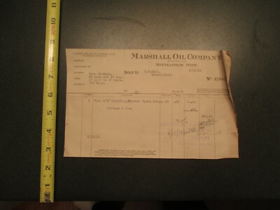 Marshall Oil company 1919 Invoice Letterhead 611