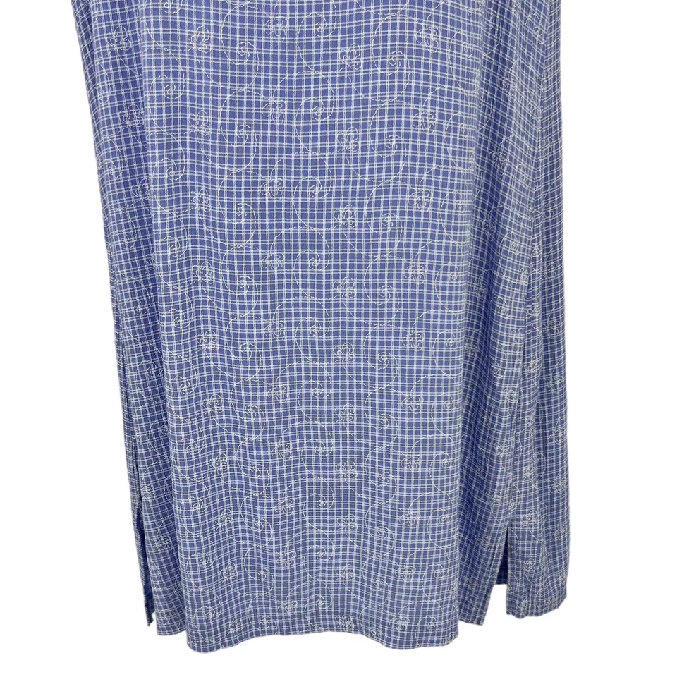 Vestido Vintage Años 90 Mujer Talla 12 Azul Cuadros Floral Bordado Foto 4 de 4