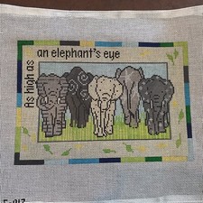 Hand painted needlepoint elephant
