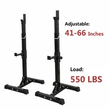 2pcs Adjustable Height Barbell Squat Rack Multi-function Thick Bench Press Stand