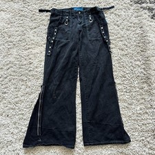 RARE Vintage Y2K Tripp NYC Baggy Rave Pants Suspenders Flare Zip Off - Size 7