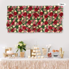 12Pcs Artificial Flower Wall Panel  Backdrop Wedding Rose Hydrangea Flower Decor