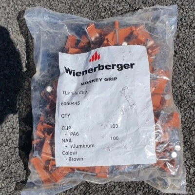 WEINERBERGER 100x Calderdale Edge TLE Roof Tile Clips Monkey Grip Code 6060445 with Nails