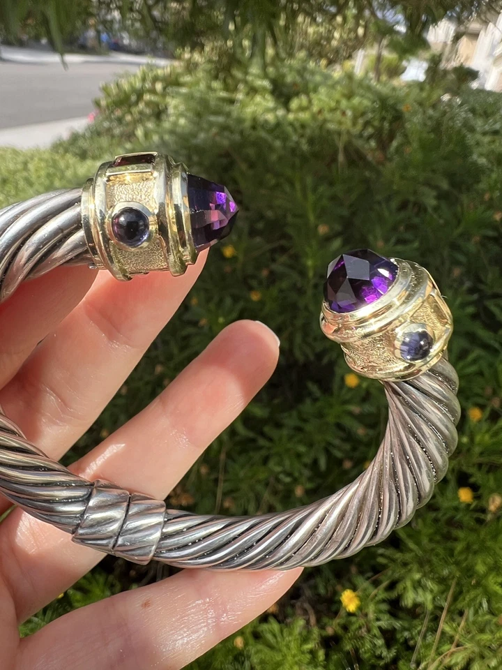 Brazalete David Yurman Plata/14K Renacimiento 10mm Amatistas, Granate, Iolita Foto 3 de 4