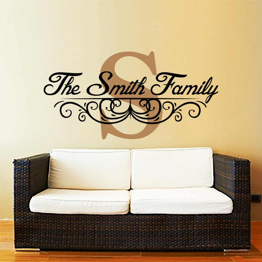 Custom Personalized Family Name Monogram Wall Vinyl Decal Living