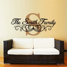 Custom Personalized Family Name Monogram Wall Vinyl Decal Living Room ZX284