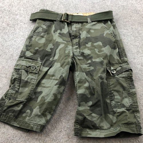 Vintage Levis Shorts Boys 18 Camouflage Belted Cargo Pockets Military Surplus - Picture 2 of 13