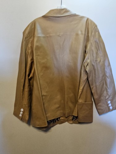 Women's Plus Size 2X DENIM & CO. Tan Faux Leather Blazer Jacket - Picture 7 of 10