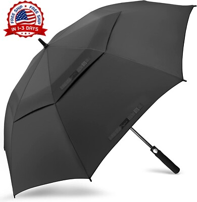 Paraguas Negro Para Lluvia Y Viento Grande Resistentes Sombrilla De Hombre  Mujer