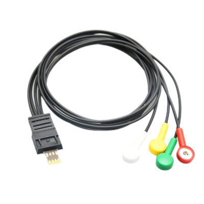 4-Leads Holter ECG Cable Snap Leadwires Compatible With Schiller MT101 / MT102