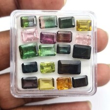 Natural Multi Tourmaline Octagon Cut Loose Gemstone Lot 22 Pcs 4x5-8x10 MM 15 CT