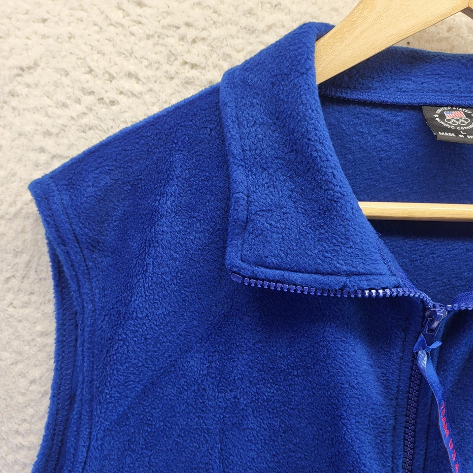 Chaleco polar Team USA Olympic Committee para mujer azul medio logotipo liso cremallera completa Foto 2 de 4
