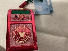 Disney Parks 2024 Mickey  Minnie Holiday Mailbox Glass Sketchbook Ornament NIB