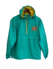 Dutch Bros Logo Green Hooded Windbreaker Rain Jacket Size Small DB Coffee