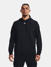 Men's UA Rival Fleece Hoodie Black/White Under Armour Pullover Sweater Large
