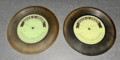 2 Vintage VOICE-O-GRAPH Vend Machine Vinyl Records 6'' LP Novelty Recording 1940s