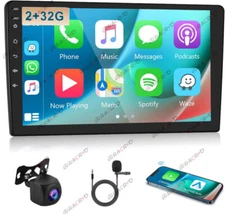 Double 2Din 10.1" Carplay Android 13 Car Stereo MP5 Radio GPS BT 2+32GB +Camera