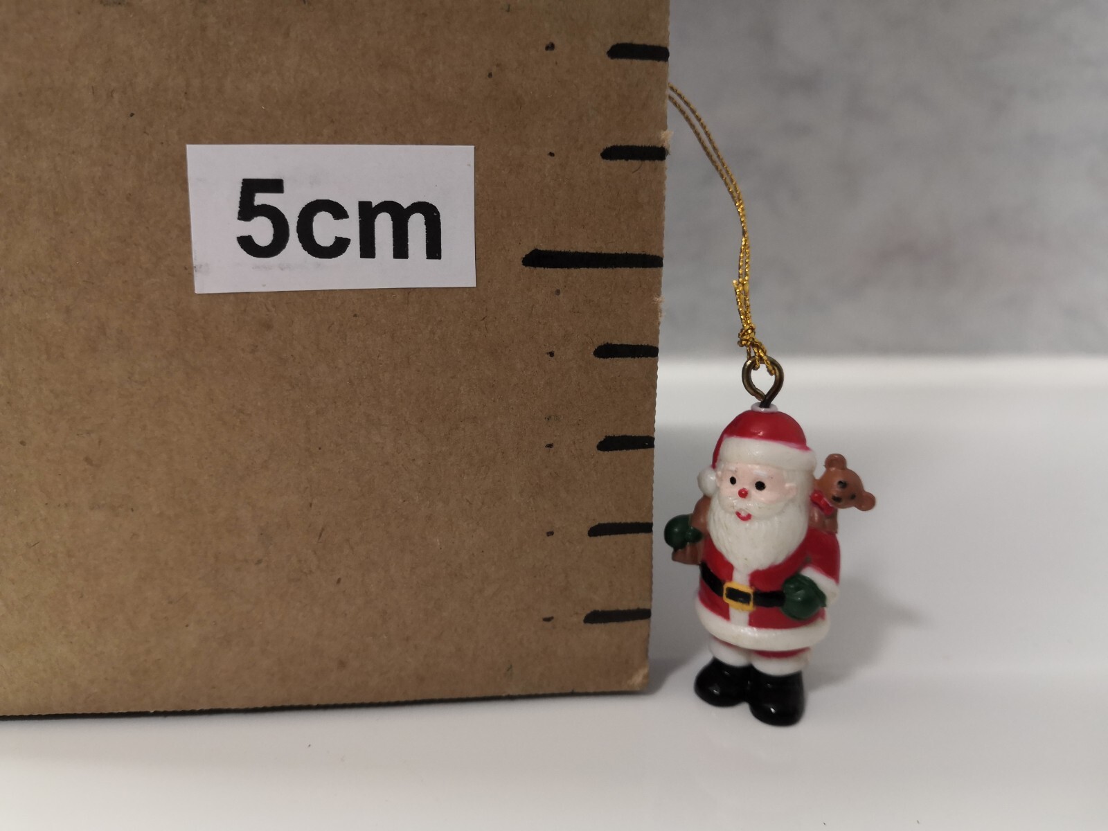 Vintage Set of 6 Miniature Plastic Hanging Christmas Tree Decorations