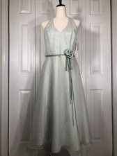 David  s Bridal bridesmaid dress green size 10 halter tea length