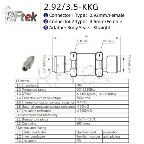 2,92 mm do 3,5 mm wtyczka żeńska DC-26GHz RF złącze mikrofalowe adapter testowy fal mm - Zdjęcie 13 z 17