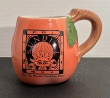Sundial Atop the Westin Peachtree Plaza Ceramic Peach Souvenir Mug Atlanta GA.