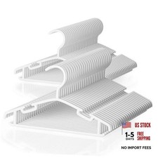 White Plastic Hangers for Kids - Non-Slip - 50 Packs - Non-Slip Clothes Hangers