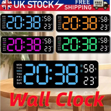 LED Wall Clock with Adjustable Brightness Countdown Timer Date Week Temperature