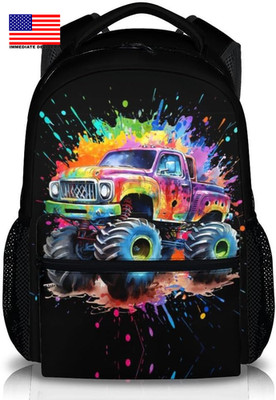 School Backpack for Boys Girls - Cute Truck Backpacks for Kids - 17'' Large Capac