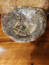 2001 ARTHUR COURT GRAPE 14" CAST ALUMINUM SALAD FRUIT SERVING BOWL 11” UTENSILS 