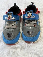 MICKEY MOUSE Disney Junior Light Up Shoes Hook Loop Toddler Kids 8 US Blue Red