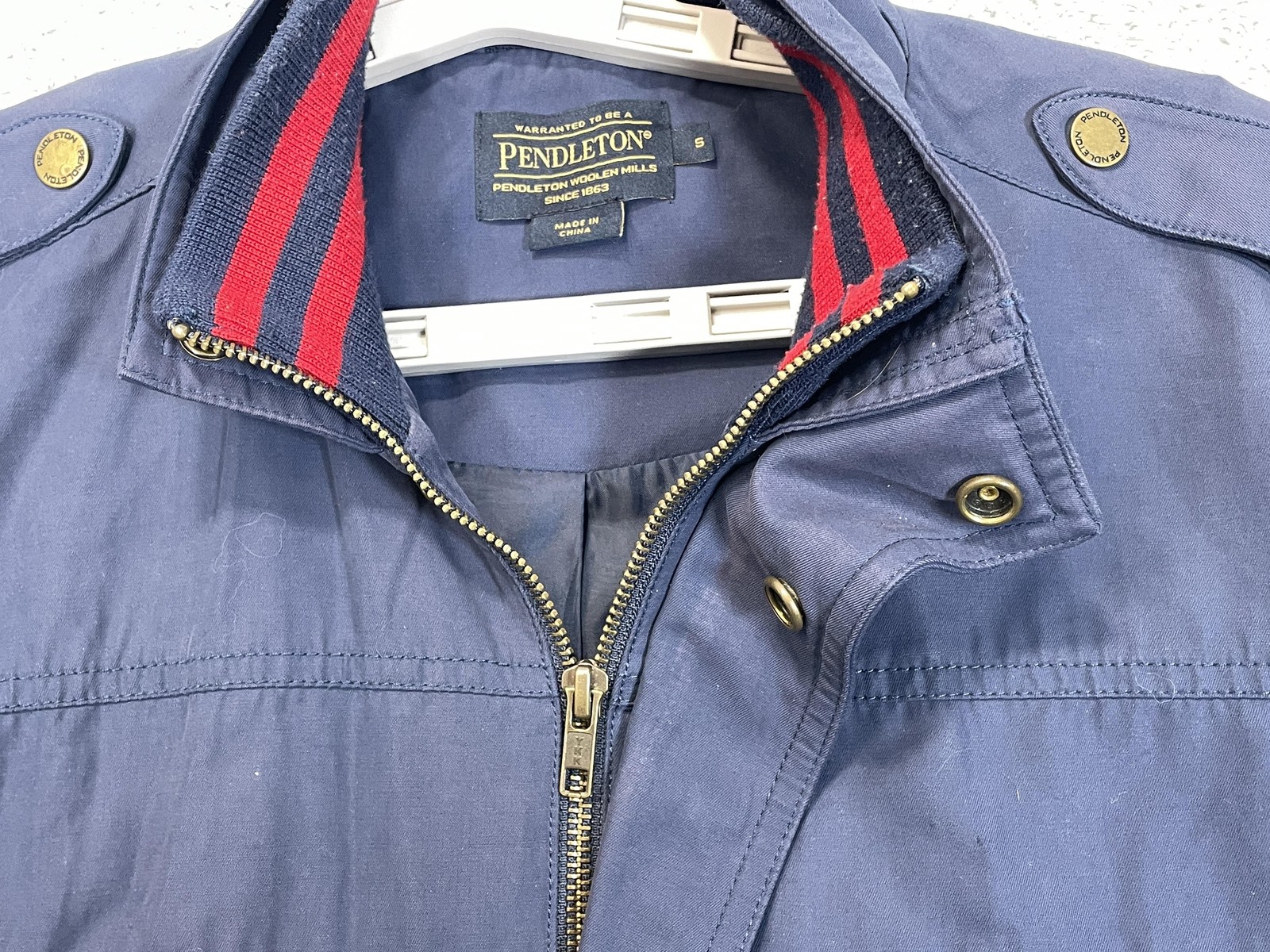 Pendleton Jacket Mens Small Blue Cotton Nylon Mil… - image 10