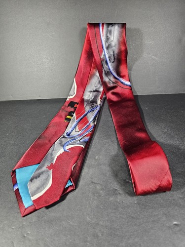 Garcia Encore Collection 60 Red Abstract Mens Necktie 63"x3.5" - Picture 9 of 12