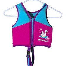 Swim School Trainer Vest - Level 2 - Age 2-4, 33 lb Max UPF 50 - Pink/Blue