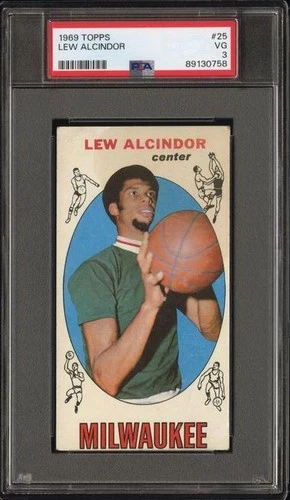 1969 69-70 Topps LEW ALCINDOR Rookie Kareem Abdul Jabbar Bucks/Lakers #25 PSA 3