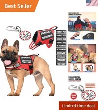 Service Dog Vest Harness ID Tag 10 Patches,Metal Serivce Dog Tag Reflective E...
