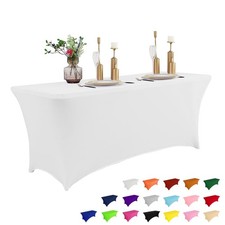 IVAPUPU 6FT Spring Table Cloth for Rectangular Spandex 6 Ft - 1 Pc, White